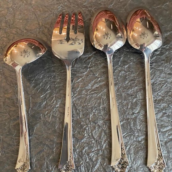 Heirloom Sterling Silver Damask Rose 4 Piece Serving Set - Picture 2 of 4